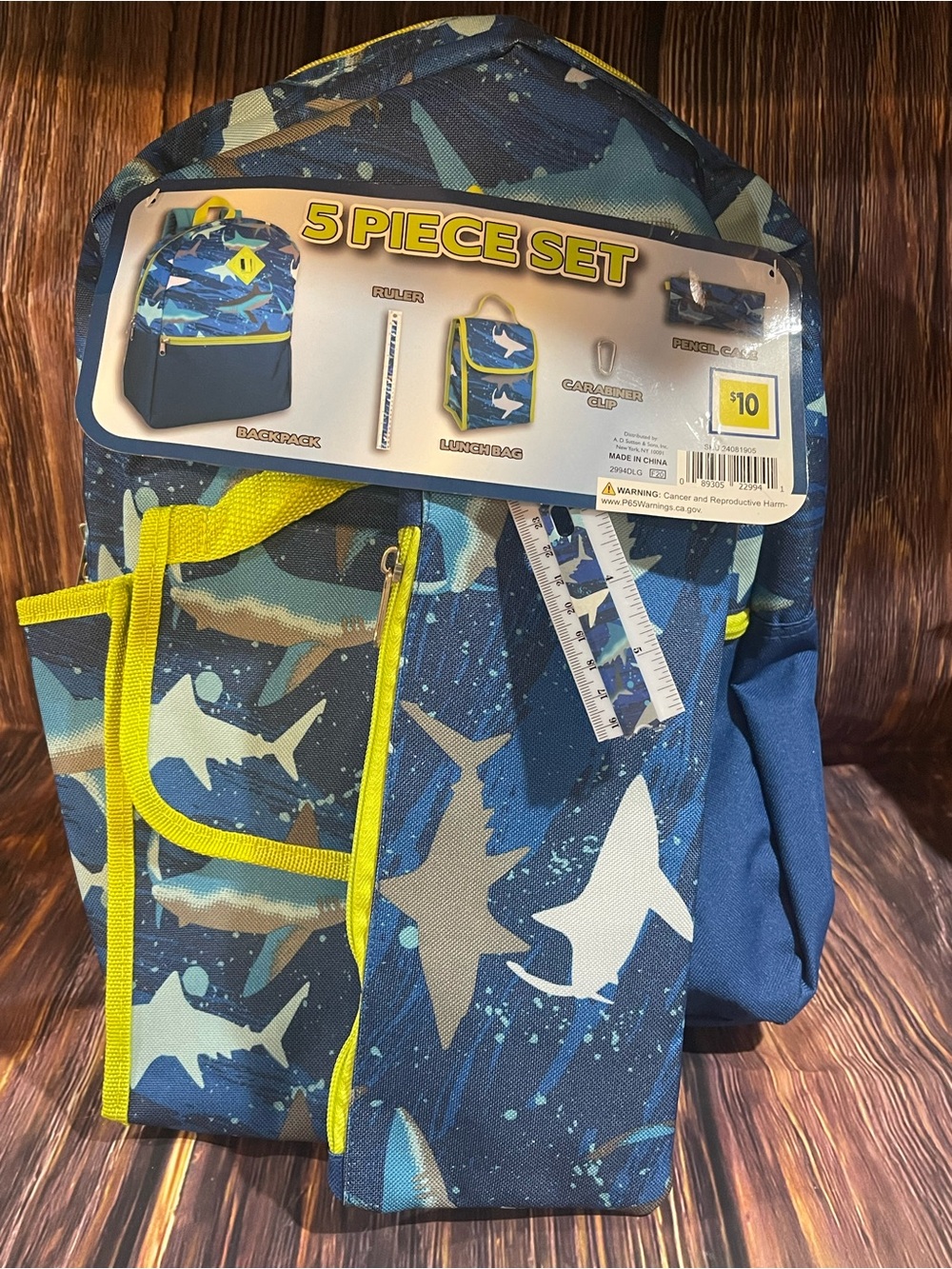 NWT~ Kids School Backpack w/ lunch bag & pencil pouch  Ocean shark blue theme